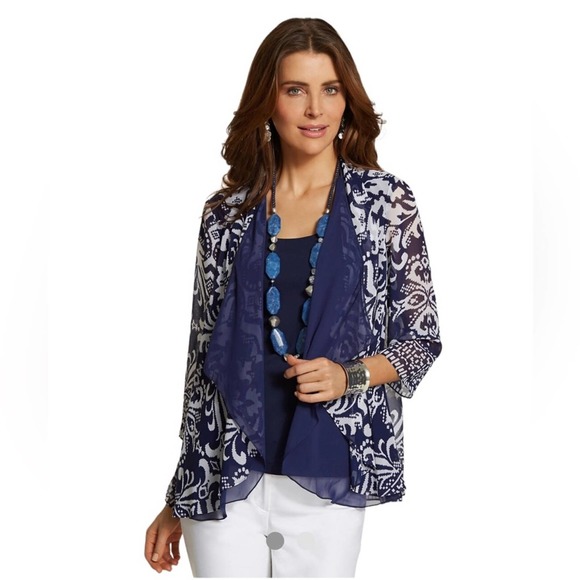 Chico's Jackets & Blazers - Chicos Double Layer Printed Sheer Jacket